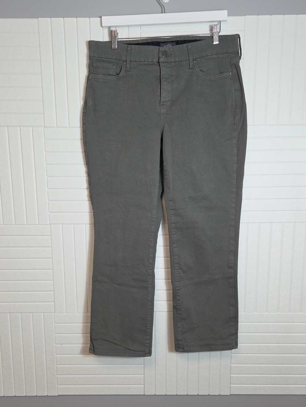 NYDJ Green Marilyn Straight Waist Match Lift Tuck Jeans Size L